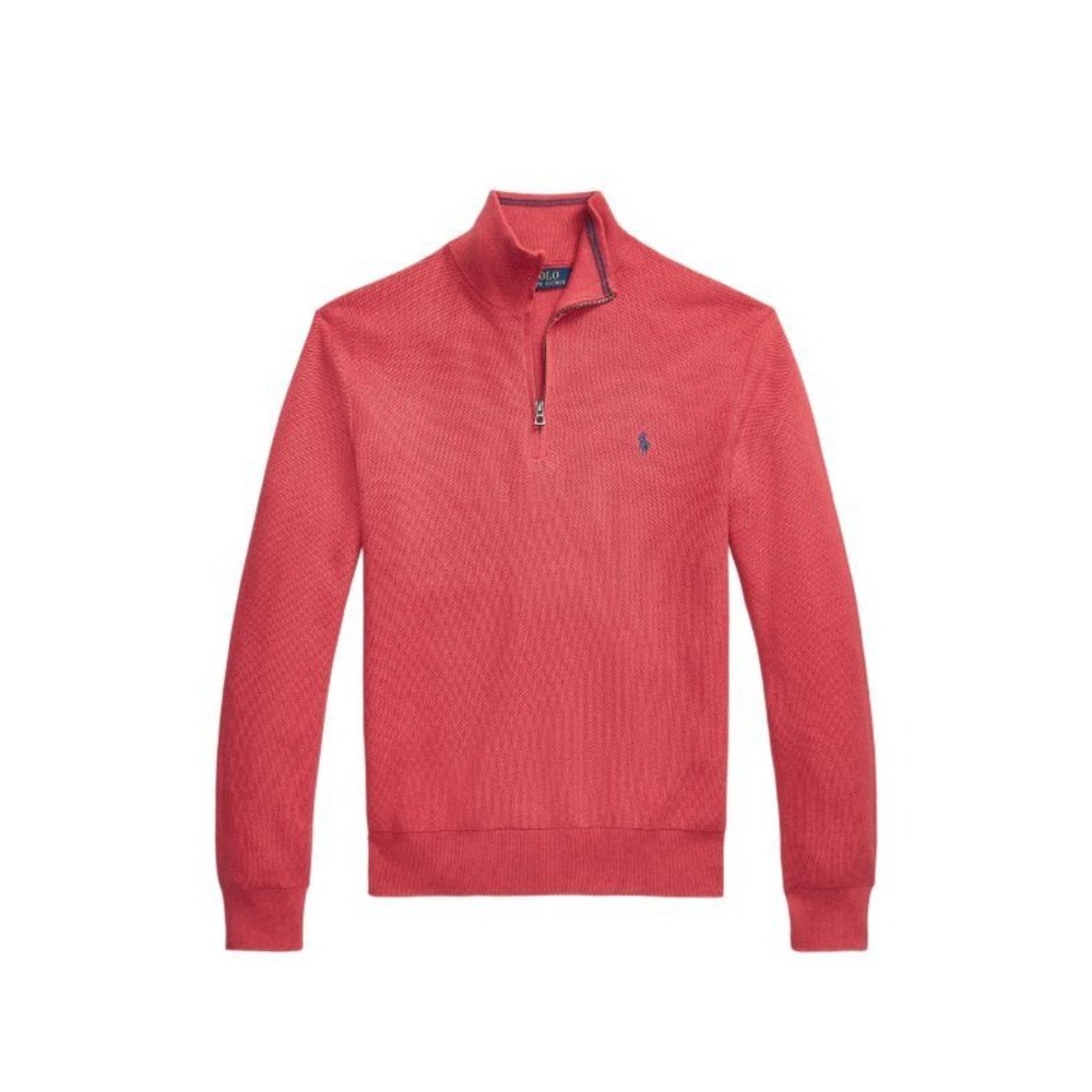 Polo Ralph Lauren Mens 14/ Zip Pullover Mesh Sweater Red Sky Heather Medium NWT